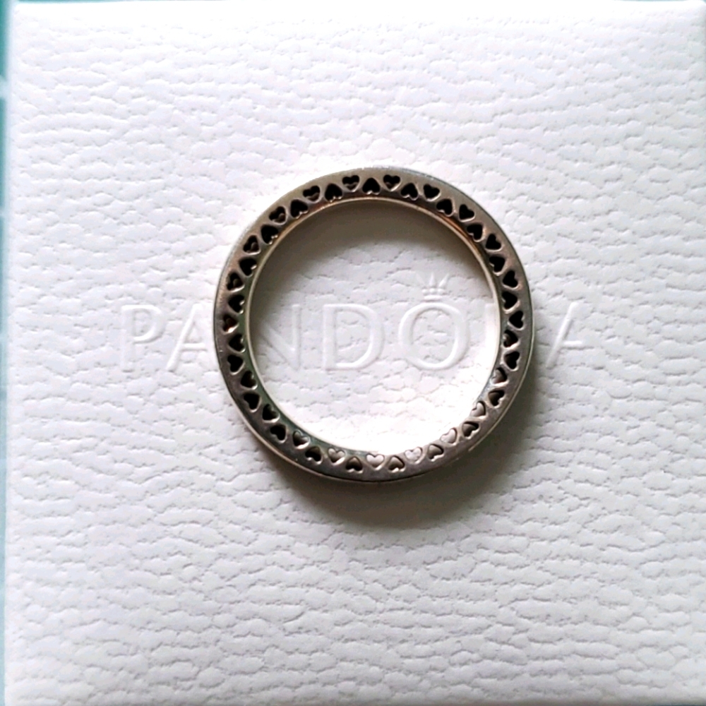 Open ♡♡♡ Hearts Pandora Sterling Silver Ring Band Size US 6
